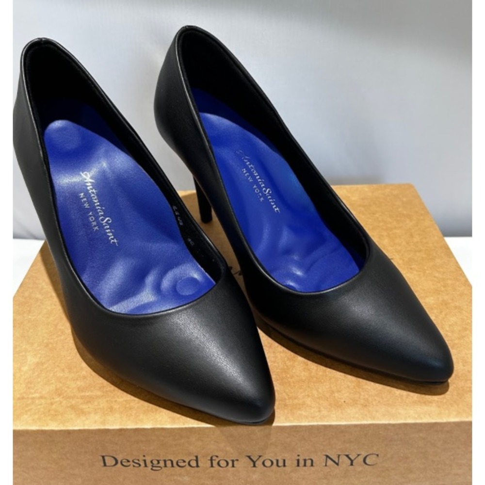 Antonia Saint NY Victoria Pump Heel 3.0 Black Leather Pointed Toe Shoes Size 5.5 - Picture 7 of 9